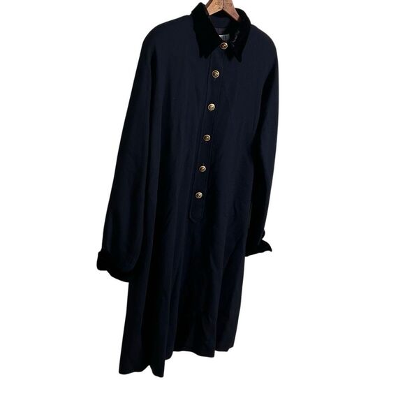 Vintage Chetta B Wool Button Front Velvet Collar Long Sleeve Dress Black Size 14 - Picture 3 of 8